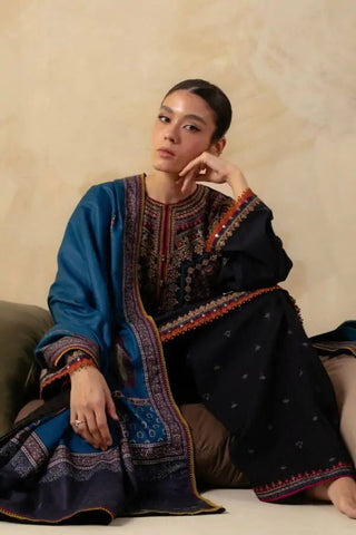 ZARA SHAHJAHAN FULLY EMBROIDERED 3PC DHANAK DRESS -ZSJ5054