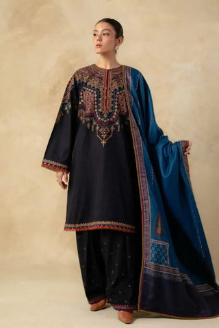ZARA SHAHJAHAN FULLY EMBROIDERED 3PC DHANAK DRESS -ZSJ5054