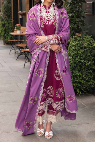 Mushq Luxury 3-PC suit Dhanak Embroidered Shirt with Digital Printed Wool shawl - Cr123