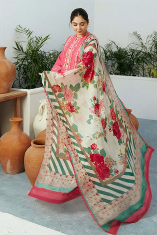 ZARA SHAHJAHAN EMBROIDERED LAWN- 3PC WITH SLUB NET PRINTED DUPATTA - 1003
