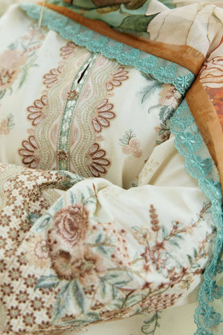 ZARA SHAHJAHAN EMBROIDERED LAWN- 3PC WITH SLUB NET PRINTED DUPATTA - 1004