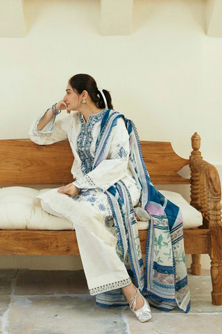 ZARA SHAHJAHAN EMBROIDERED LAWN- 3PC WITH SLUB NET PRINTED DUPATTA - 1002