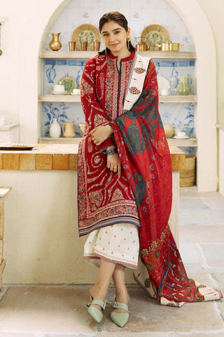 ZARA SHAHJAHAN EMBROIDERED LAWN- 3PC WITH SLUB NET PRINTED DUPATTA - 1005