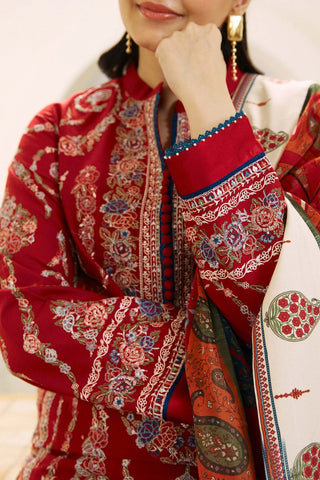 ZARA SHAHJAHAN EMBROIDERED LAWN- 3PC WITH SLUB NET PRINTED DUPATTA - 1005