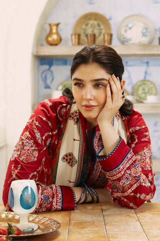 ZARA SHAHJAHAN EMBROIDERED LAWN- 3PC WITH SLUB NET PRINTED DUPATTA - 1005