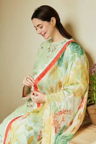 ZARA SHAHJAHAN EMBROIDERED LAWN- 3PC WITH SLUB NET PRINTED DUPATTA - 1006