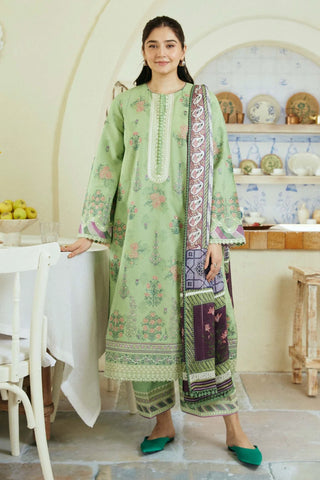 ZARA SHAHJAHAN EMBROIDERED LAWN- 3PC WITH SLUB NET PRINTED DUPATTA - AW1007