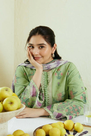 ZARA SHAHJAHAN EMBROIDERED LAWN- 3PC WITH SLUB NET PRINTED DUPATTA - AW1007