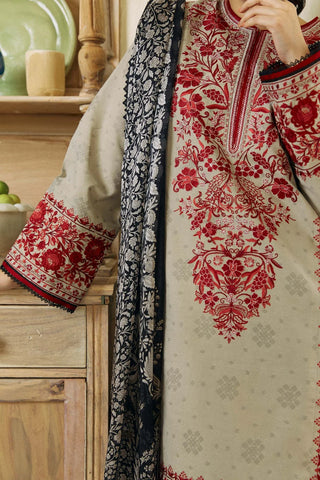 ZARA SHAHJAHAN EMBROIDERED LAWN- 3PC WITH SLUB NET PRINTED DUPATTA - AW1009