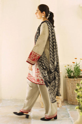ZARA SHAHJAHAN EMBROIDERED LAWN- 3PC WITH SLUB NET PRINTED DUPATTA - AW1009
