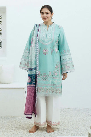 ZARA SHAHJAHAN EMBROIDERED LAWN- 3PC WITH SLUB NET PRINTED DUPATTA - AW1011