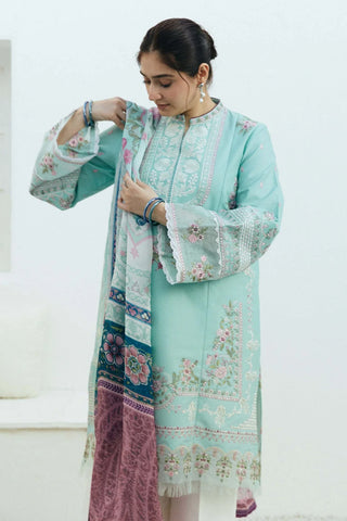 ZARA SHAHJAHAN EMBROIDERED LAWN- 3PC WITH SLUB NET PRINTED DUPATTA - AW1011