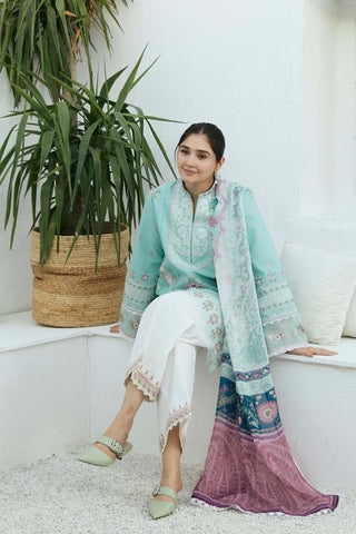 ZARA SHAHJAHAN EMBROIDERED LAWN- 3PC WITH SLUB NET PRINTED DUPATTA - AW1011