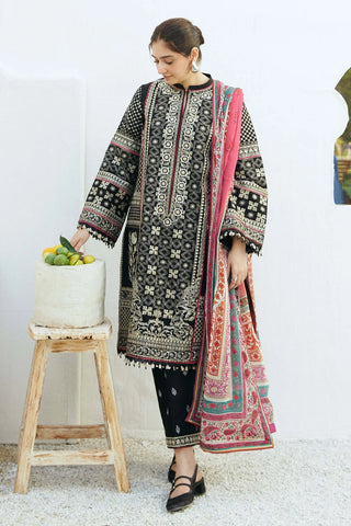 ZARA SHAHJAHAN EMBROIDERED LAWN- 3PC WITH SLUB NET PRINTED DUPATTA - AW1012