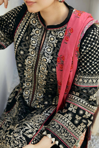 ZARA SHAHJAHAN EMBROIDERED LAWN- 3PC WITH SLUB NET PRINTED DUPATTA - AW1012