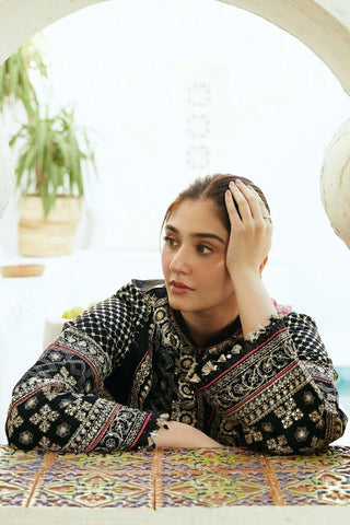 ZARA SHAHJAHAN EMBROIDERED LAWN- 3PC WITH SLUB NET PRINTED DUPATTA - AW1012
